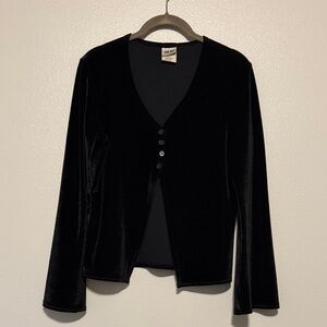 90’s Jalate Black Velvet Button Front Cardigan with Bell Sleeves